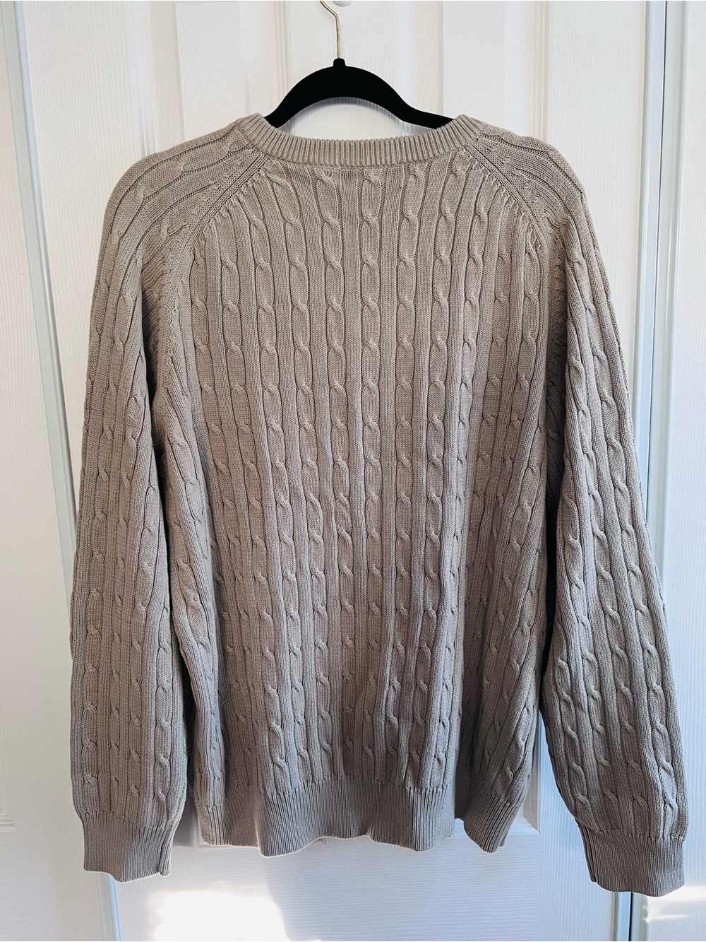 Woods & Gray Cable Knit V Neck Sweater XL Beige 100% Cotton Classic Old Money - Picture 3 of 14